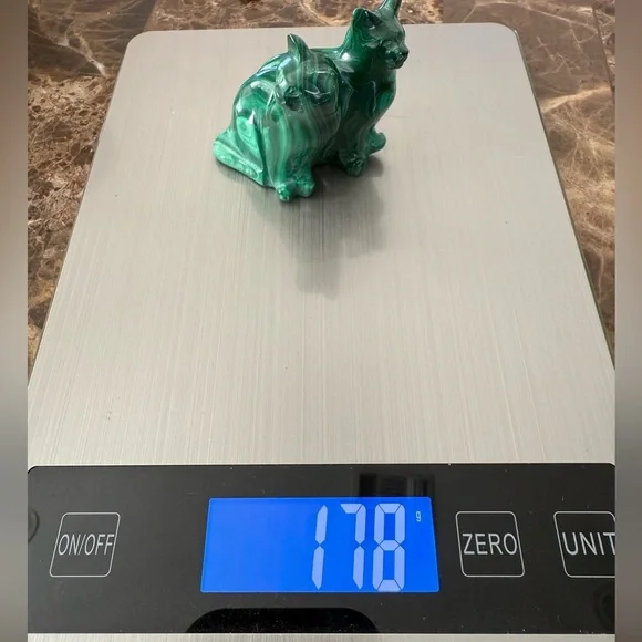 Green Malachite Cats Figurine Carved - Picture 7 of 13